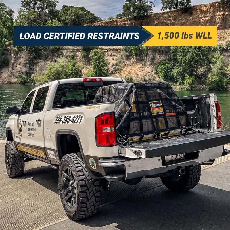 Gladiator Cargo Nets- Heavy Duty Cargo Net -Truck Accesories-Truck organizer -Bed Cover-Interior- Roof Rack-Trunk organizer-Cargo Net Offroad-SUV -Rubicon -Camping-(WLL)1,500 lbs (GRN-100) 4.8' x 5.3' - Image 5